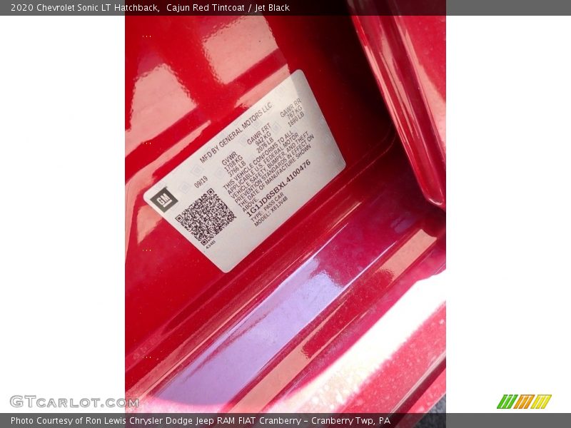 Cajun Red Tintcoat / Jet Black 2020 Chevrolet Sonic LT Hatchback