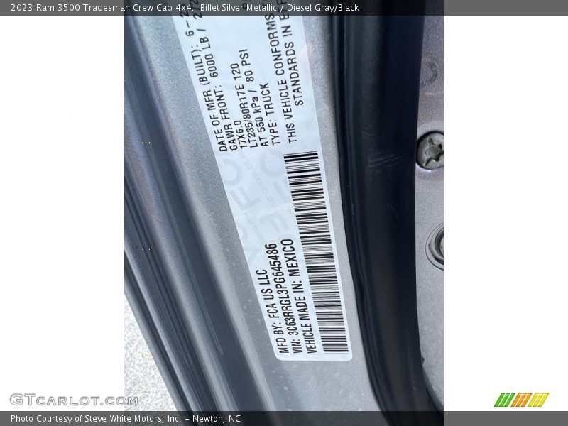 Billet Silver Metallic / Diesel Gray/Black 2023 Ram 3500 Tradesman Crew Cab 4x4