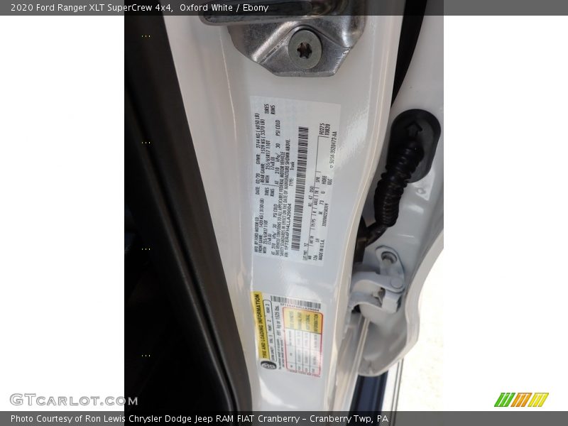 Oxford White / Ebony 2020 Ford Ranger XLT SuperCrew 4x4