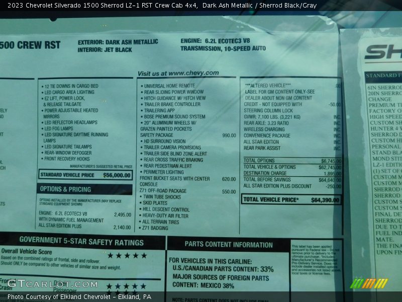  2023 Silverado 1500 Sherrod LZ-1 RST Crew Cab 4x4 Window Sticker