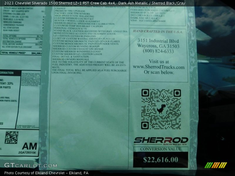  2023 Silverado 1500 Sherrod LZ-1 RST Crew Cab 4x4 Window Sticker