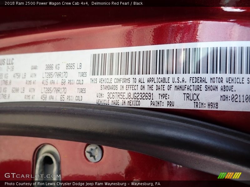 Delmonico Red Pearl / Black 2018 Ram 2500 Power Wagon Crew Cab 4x4