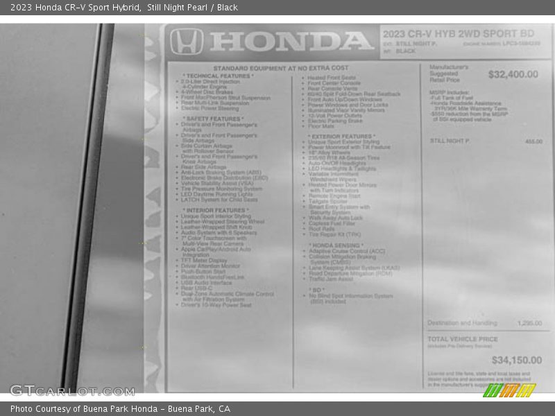  2023 CR-V Sport Hybrid Window Sticker