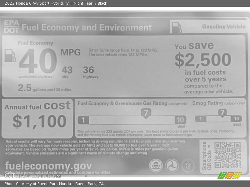 Still Night Pearl / Black 2023 Honda CR-V Sport Hybrid