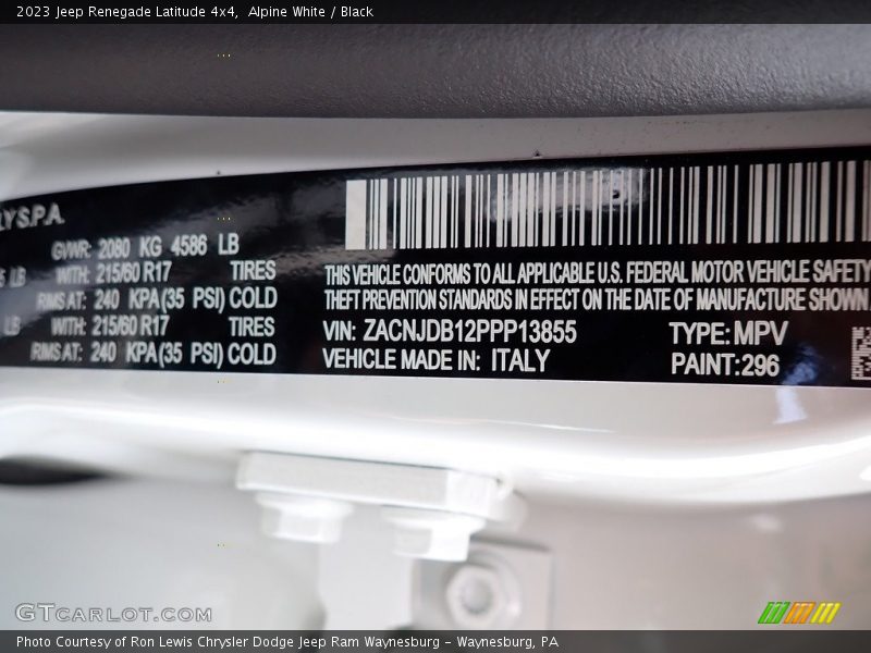 Alpine White / Black 2023 Jeep Renegade Latitude 4x4