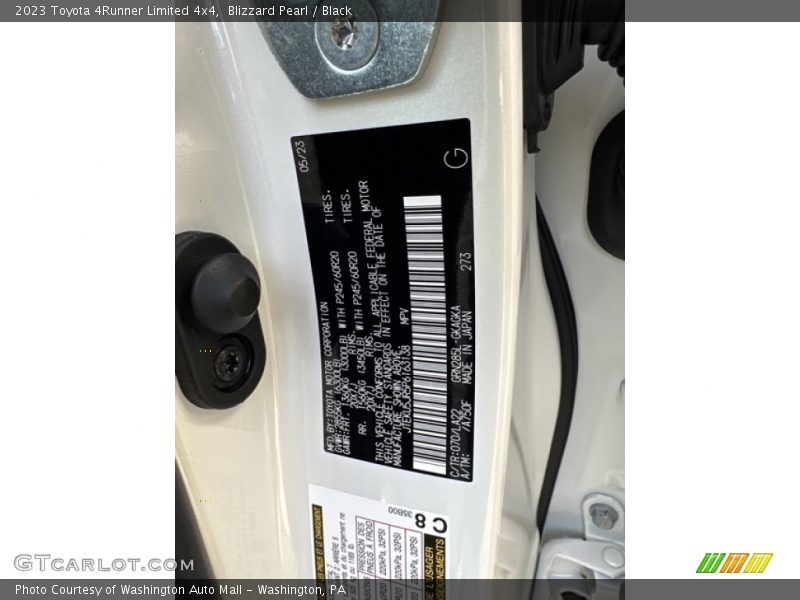 2023 4Runner Limited 4x4 Blizzard Pearl Color Code 070