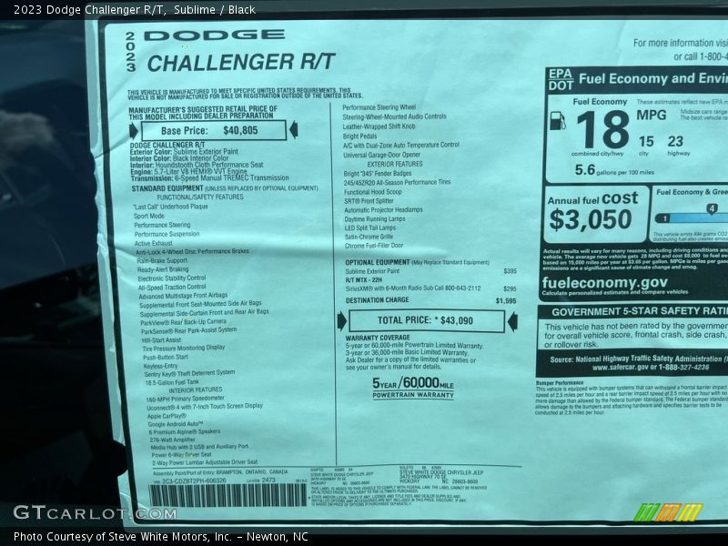 Sublime / Black 2023 Dodge Challenger R/T