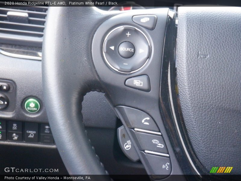 Platinum White Pearl / Black 2020 Honda Ridgeline RTL-E AWD