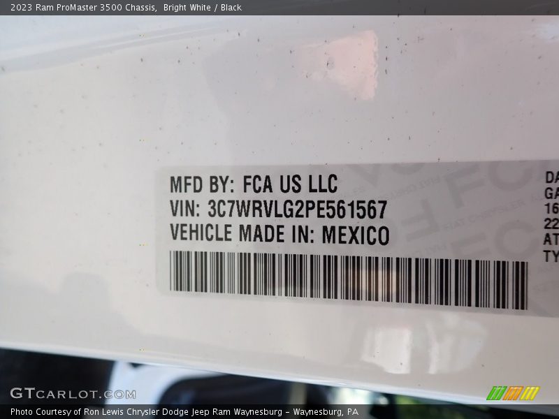 Bright White / Black 2023 Ram ProMaster 3500 Chassis