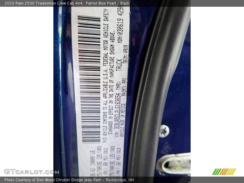 2020 2500 Tradesman Crew Cab 4x4 Patriot Blue Pearl Color Code PPX