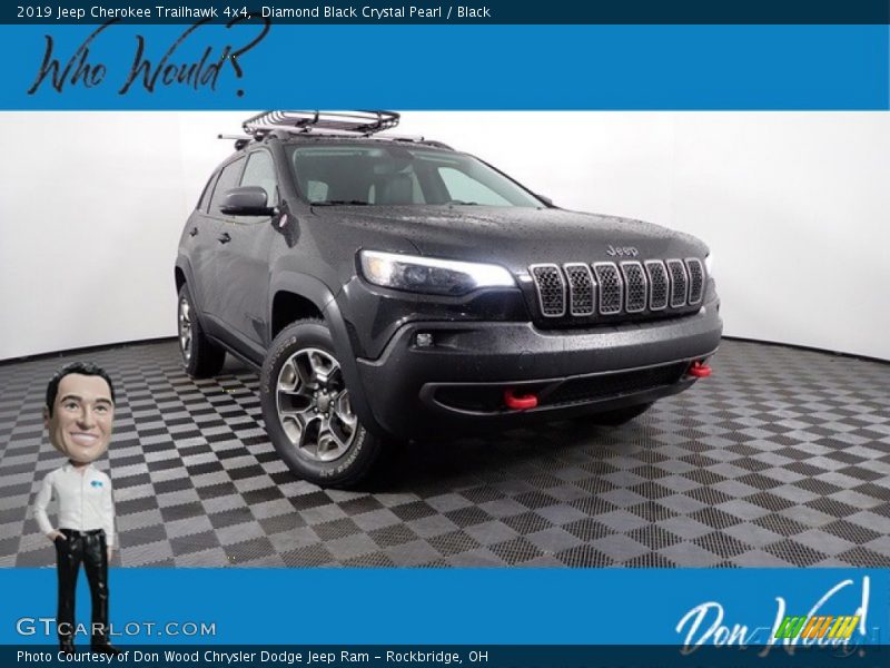 Diamond Black Crystal Pearl / Black 2019 Jeep Cherokee Trailhawk 4x4