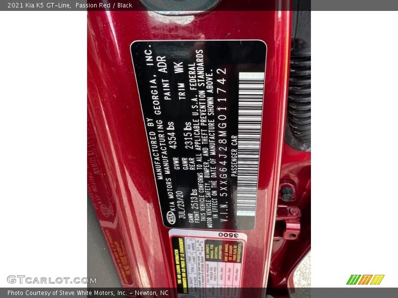 2021 K5 GT-Line Passion Red Color Code ADR
