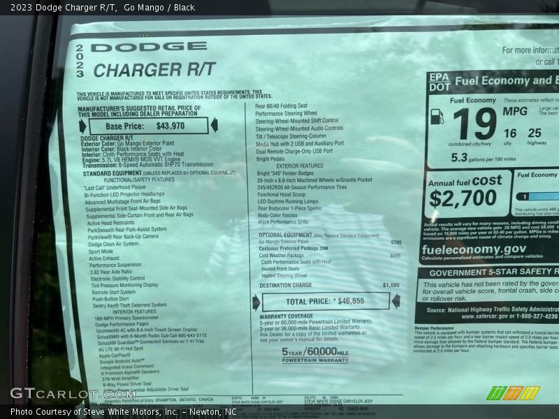  2023 Charger R/T Window Sticker