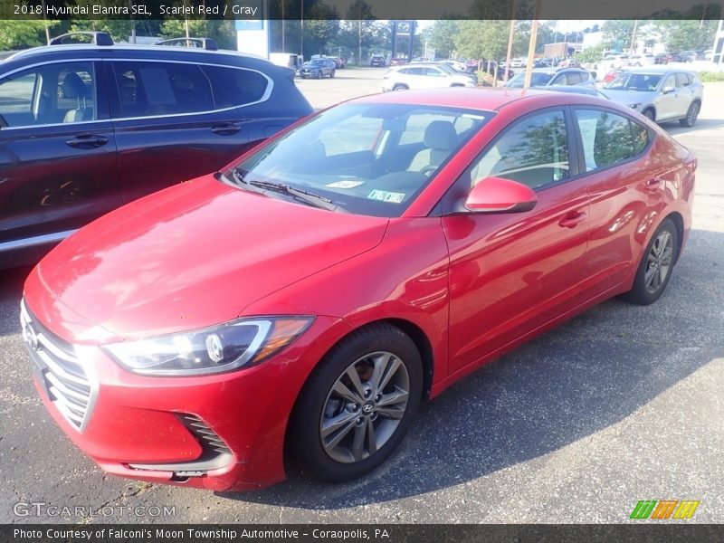 Scarlet Red / Gray 2018 Hyundai Elantra SEL