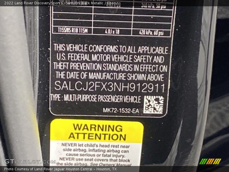 Santorini Black Metallic / Ebony 2022 Land Rover Discovery Sport S