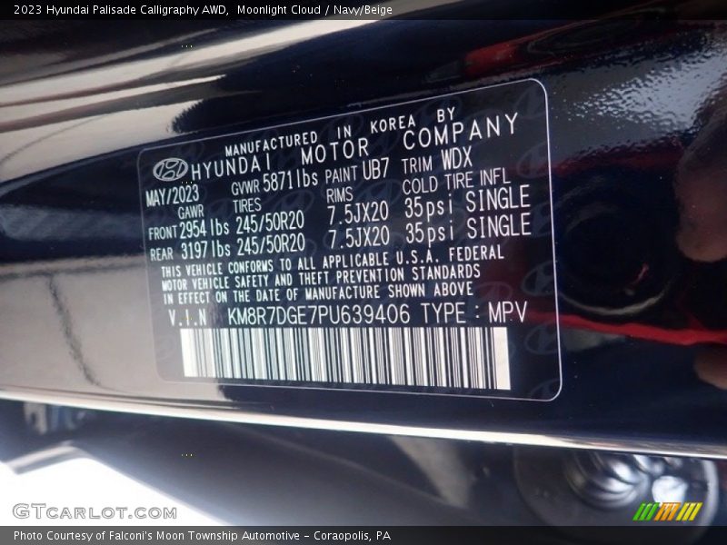 Moonlight Cloud / Navy/Beige 2023 Hyundai Palisade Calligraphy AWD