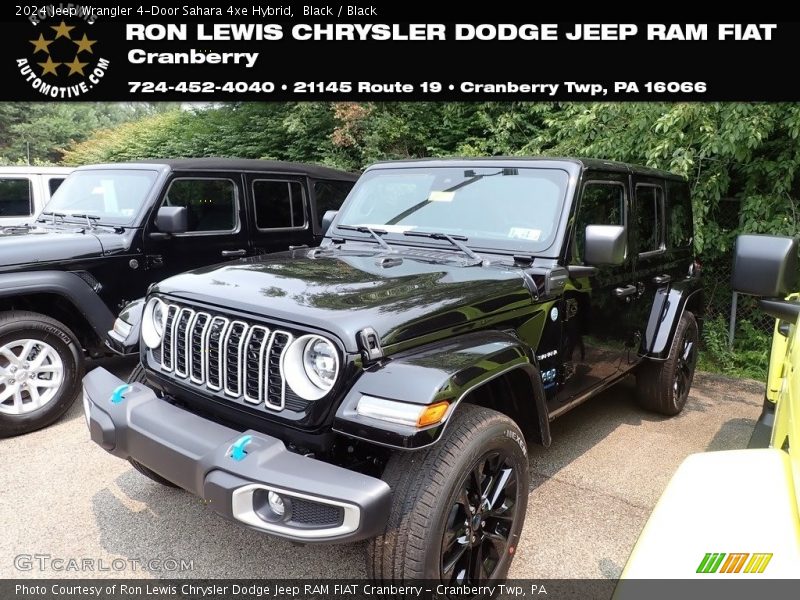 Black / Black 2024 Jeep Wrangler 4-Door Sahara 4xe Hybrid
