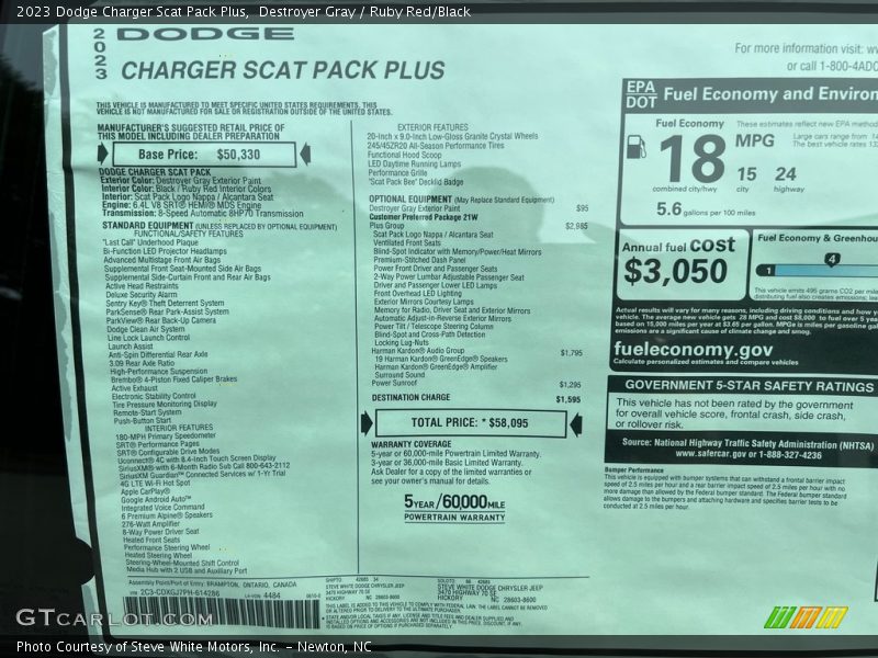  2023 Charger Scat Pack Plus Window Sticker