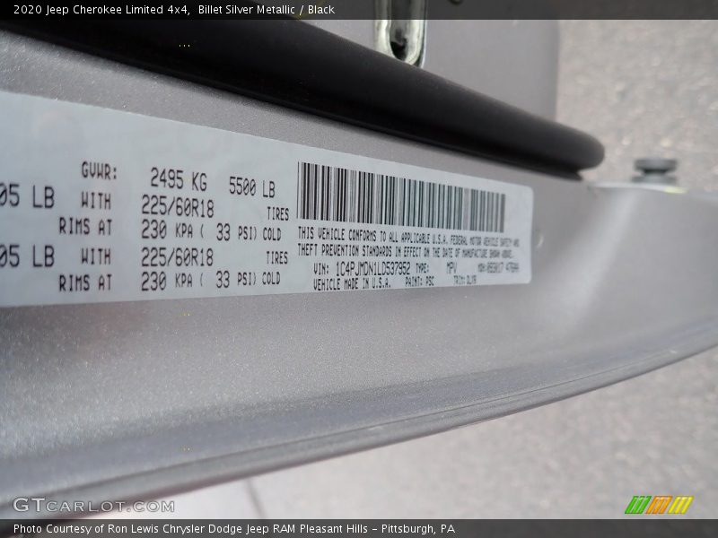 2020 Cherokee Limited 4x4 Billet Silver Metallic Color Code PSC