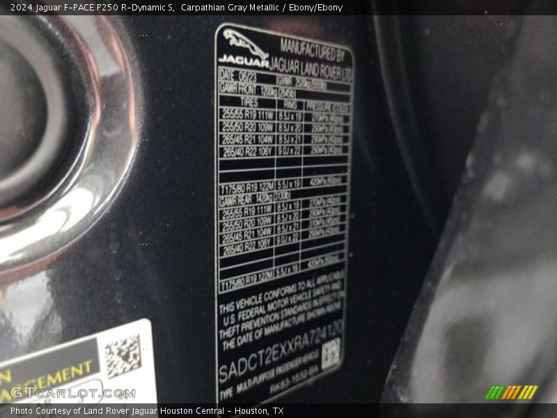 Carpathian Gray Metallic / Ebony/Ebony 2024 Jaguar F-PACE P250 R-Dynamic S