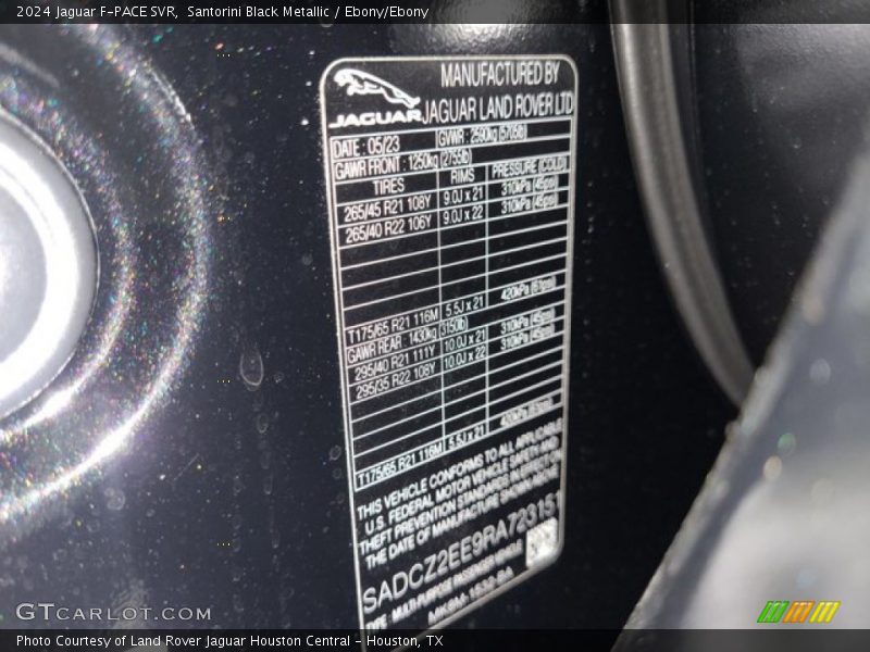 Info Tag of 2024 F-PACE SVR