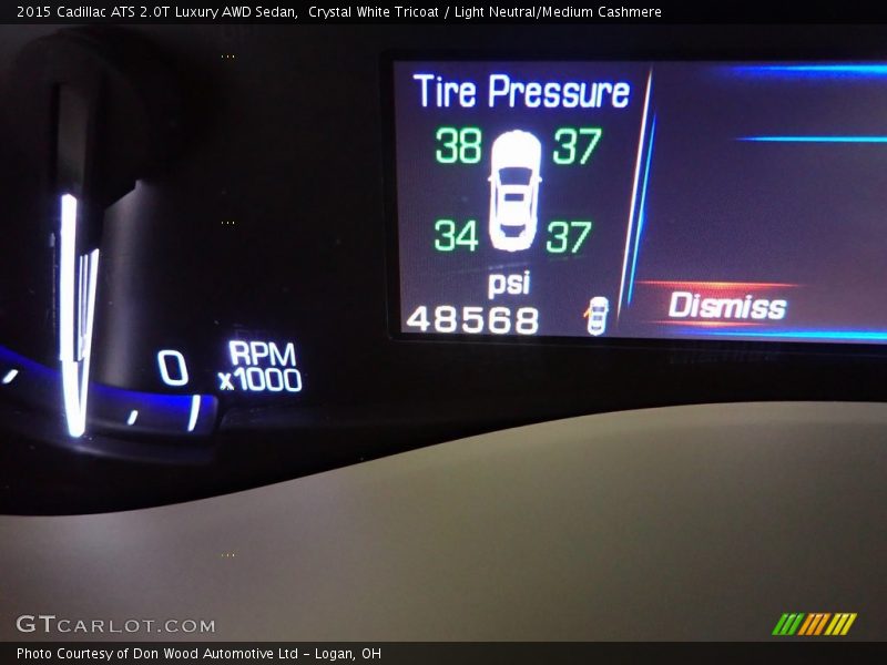 Crystal White Tricoat / Light Neutral/Medium Cashmere 2015 Cadillac ATS 2.0T Luxury AWD Sedan