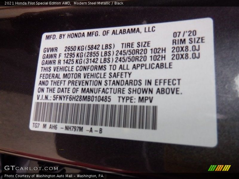 Modern Steel Metallic / Black 2021 Honda Pilot Special Edition AWD