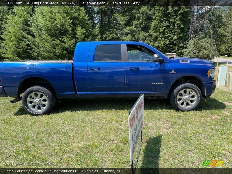 Blue Streak Pearl / Black/Diesel Gray 2019 Ram 3500 Big Horn Mega Cab 4x4