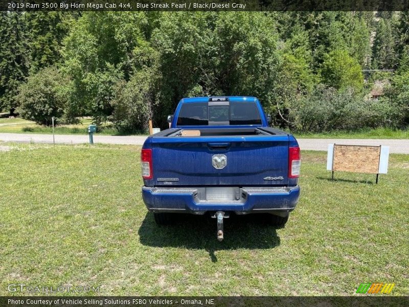 Blue Streak Pearl / Black/Diesel Gray 2019 Ram 3500 Big Horn Mega Cab 4x4