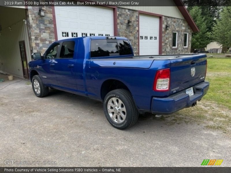 Blue Streak Pearl / Black/Diesel Gray 2019 Ram 3500 Big Horn Mega Cab 4x4