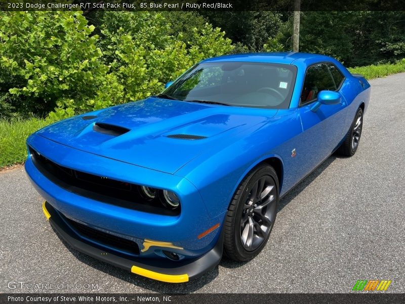 B5 Blue Pearl / Ruby Red/Black 2023 Dodge Challenger R/T Scat Pack Plus