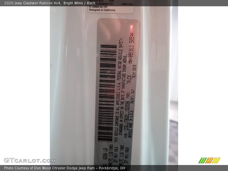 Bright White / Black 2020 Jeep Gladiator Rubicon 4x4