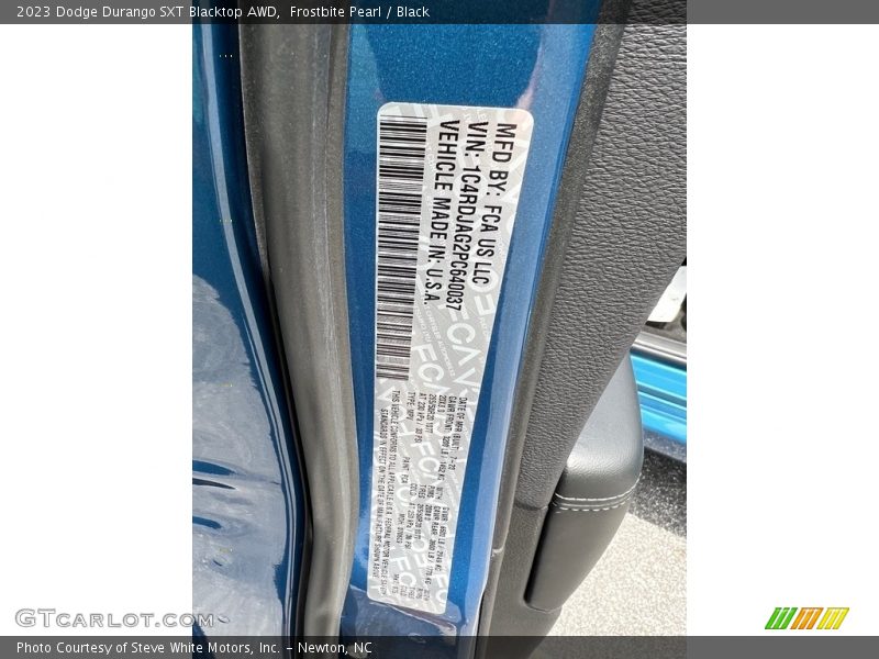 Frostbite Pearl / Black 2023 Dodge Durango SXT Blacktop AWD