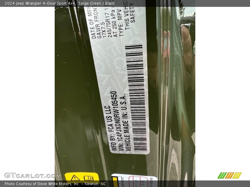 Sarge Green / Black 2024 Jeep Wrangler 4-Door Sport 4x4