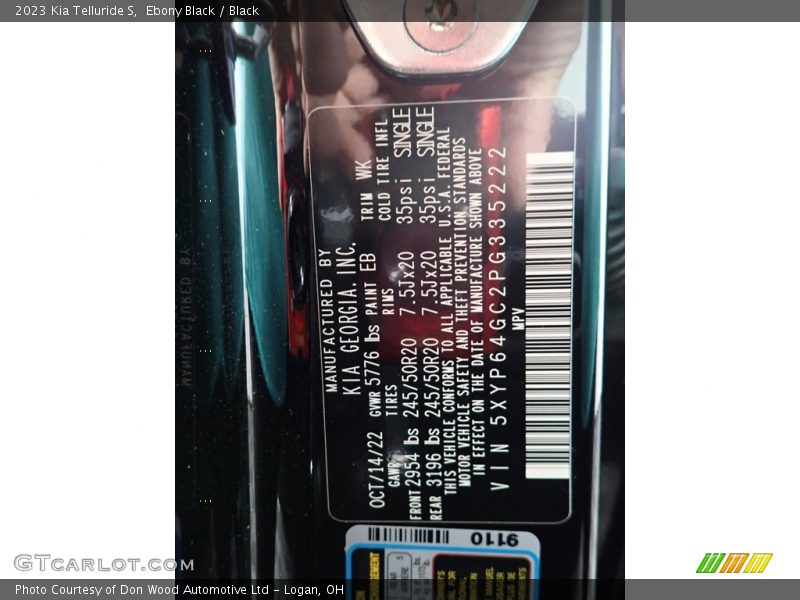 Ebony Black / Black 2023 Kia Telluride S