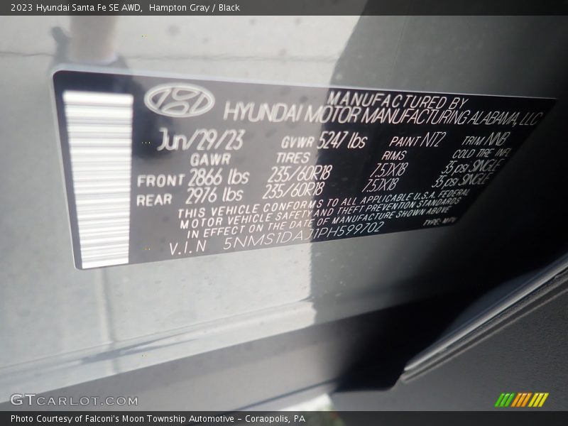 Hampton Gray / Black 2023 Hyundai Santa Fe SE AWD