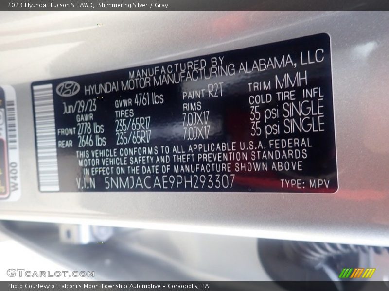 Shimmering Silver / Gray 2023 Hyundai Tucson SE AWD