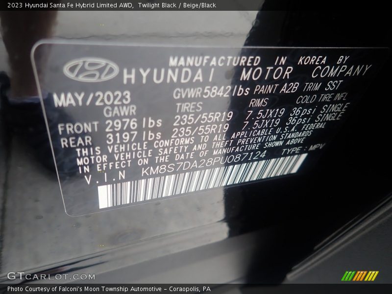 Twilight Black / Beige/Black 2023 Hyundai Santa Fe Hybrid Limited AWD