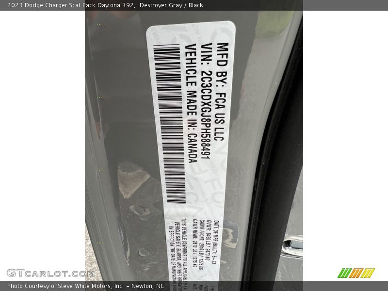 Destroyer Gray / Black 2023 Dodge Charger Scat Pack Daytona 392
