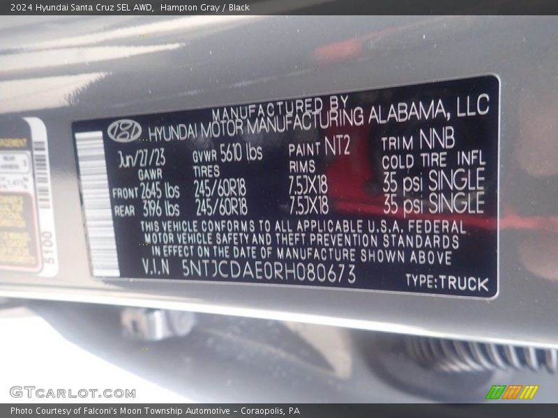 Hampton Gray / Black 2024 Hyundai Santa Cruz SEL AWD