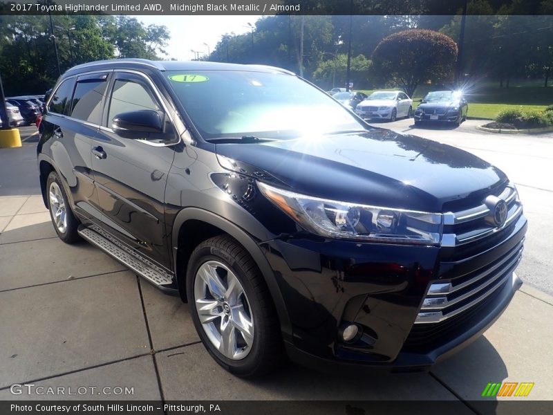 Midnight Black Metallic / Almond 2017 Toyota Highlander Limited AWD