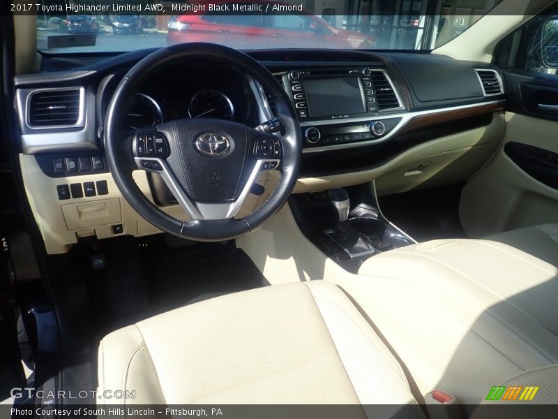 Midnight Black Metallic / Almond 2017 Toyota Highlander Limited AWD