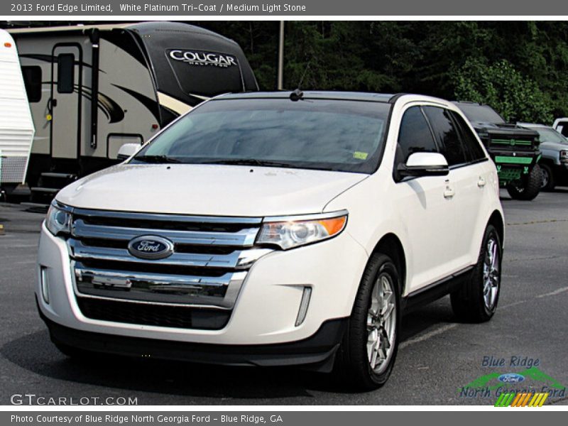 White Platinum Tri-Coat / Medium Light Stone 2013 Ford Edge Limited