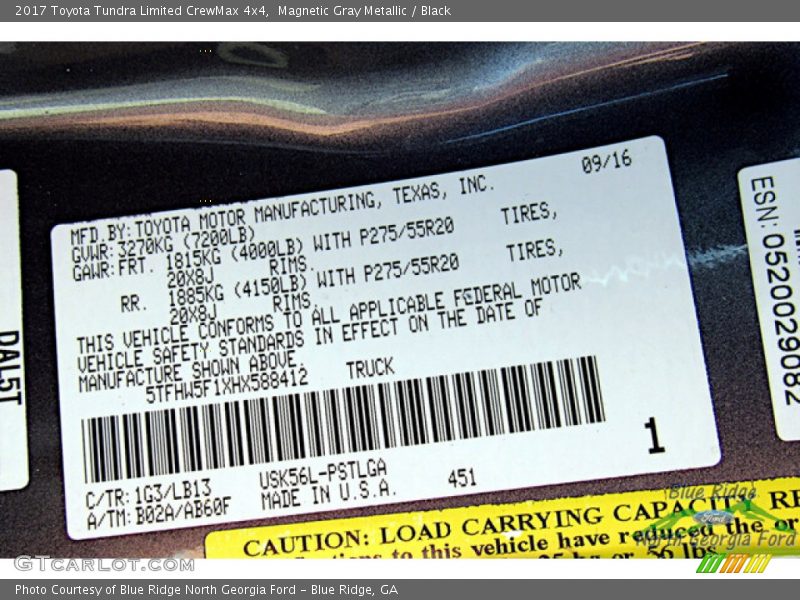 Magnetic Gray Metallic / Black 2017 Toyota Tundra Limited CrewMax 4x4