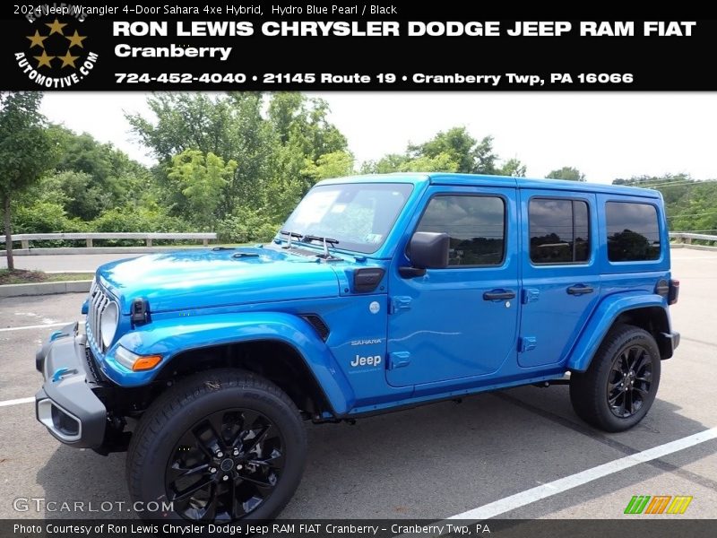 Hydro Blue Pearl / Black 2024 Jeep Wrangler 4-Door Sahara 4xe Hybrid