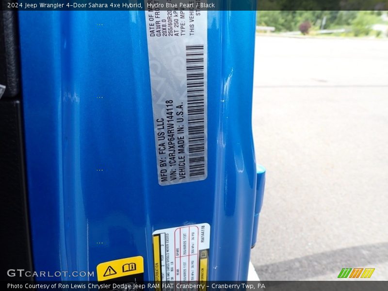 Hydro Blue Pearl / Black 2024 Jeep Wrangler 4-Door Sahara 4xe Hybrid