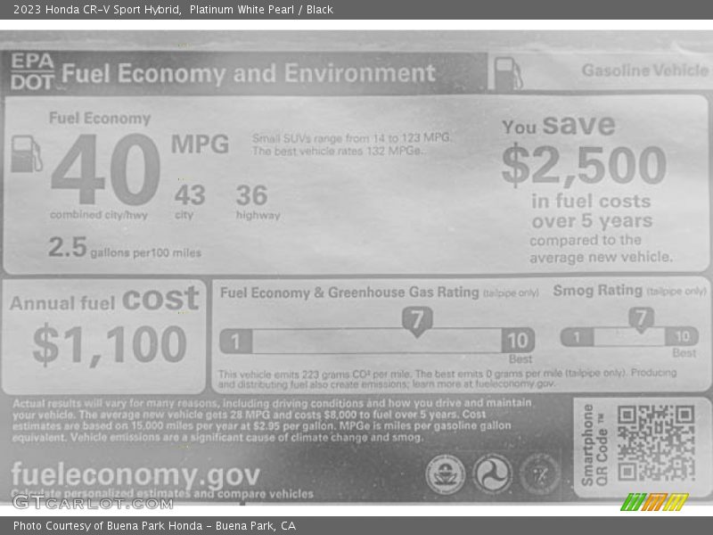 Platinum White Pearl / Black 2023 Honda CR-V Sport Hybrid