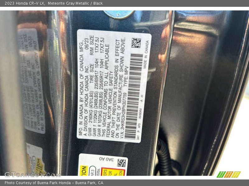 Meteorite Gray Metallic / Black 2023 Honda CR-V LX