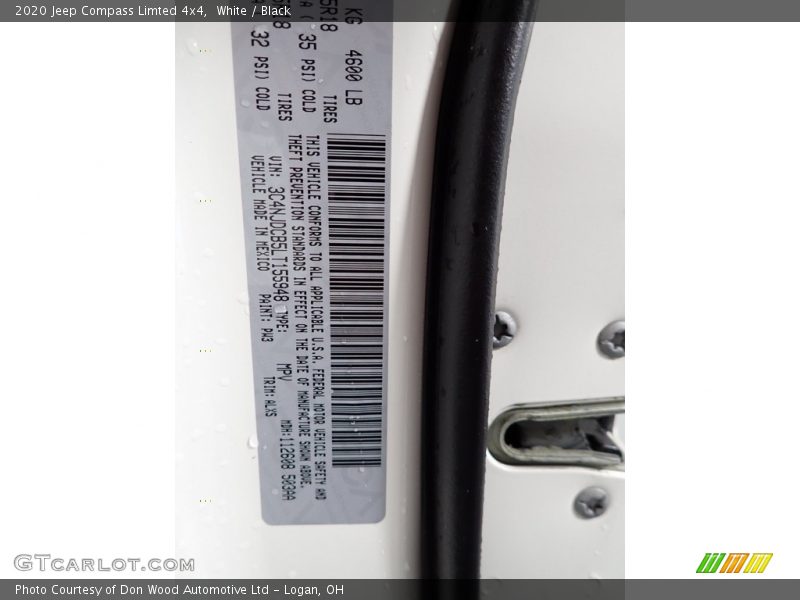 2020 Compass Limted 4x4 White Color Code PW3