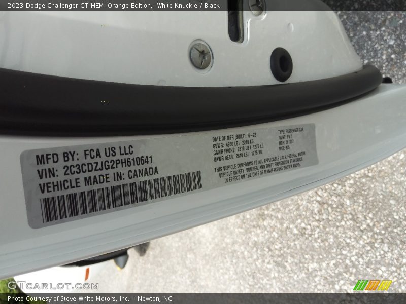 2023 Challenger GT HEMI Orange Edition White Knuckle Color Code PW7